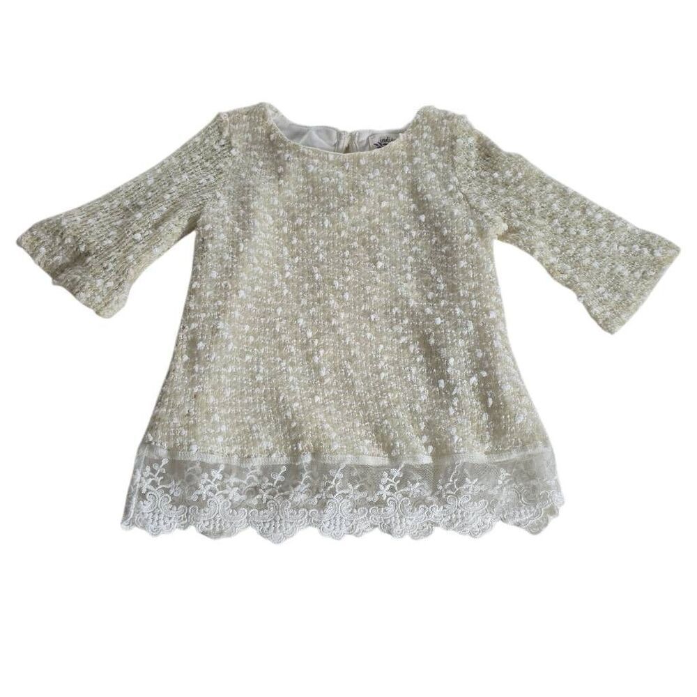 Indigo Soul Kids Girls 3T Cream Knit Lace Edged Sweater